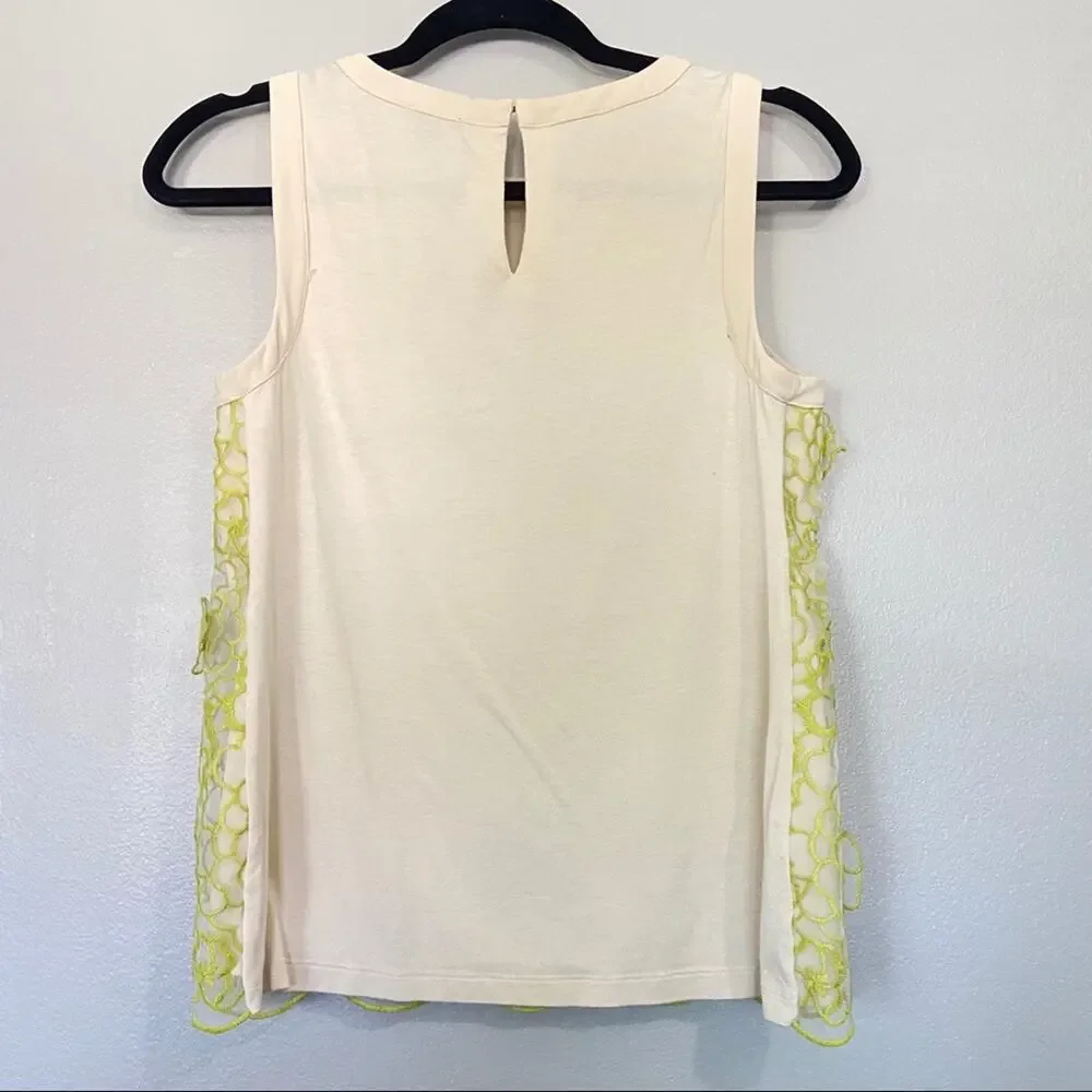 Ann Taylor Sheer Floral Overlay & Appliqué Petite